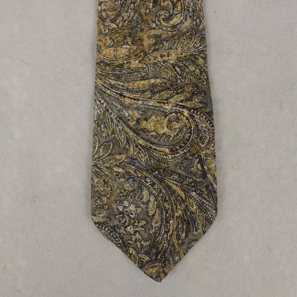 Burberrys of London Tie‎ Mens Paisley Floral Print Brown Tan Business Casual